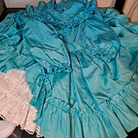 Vintage Elise Circle Dress Blue  Made in USA Polyester Cotton Pageant Sz 5 - Picture 8 of 8